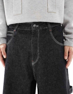 Pull&Bear Super Baggy Fit Roll Up Jeans In Black For Men -Pull&Bear Sales 208086450 5