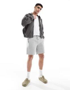 Pull&Bear Pique Jersey Short In Dark Grey For Men -Pull&Bear Sales 208086478 1 grey 1