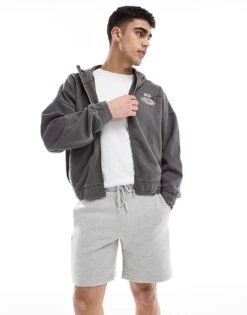 Pull&Bear Pique Jersey Short In Dark Grey For Men -Pull&Bear Sales 208086478 4