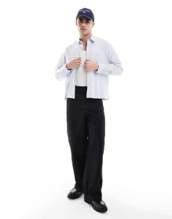 Pull&Bear Long Sleeved Textured Checked Shirt In Grey For Men -Pull&Bear Sales 208086515 4