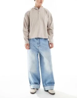 Pull&Bear Super Baggy Fit Roll Up Jeans In Light Blue For Men 13 Pull&Bear Super Baggy Fit Roll Up Jeans In Light Blue For Men -Pull&Bear Sales 208086542 1 blue 1