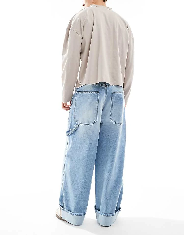 Pull&Bear Super Baggy Fit Roll Up Jeans In Light Blue For Men 4 Pull&Bear Super Baggy Fit Roll Up Jeans In Light Blue For Men - Image 2