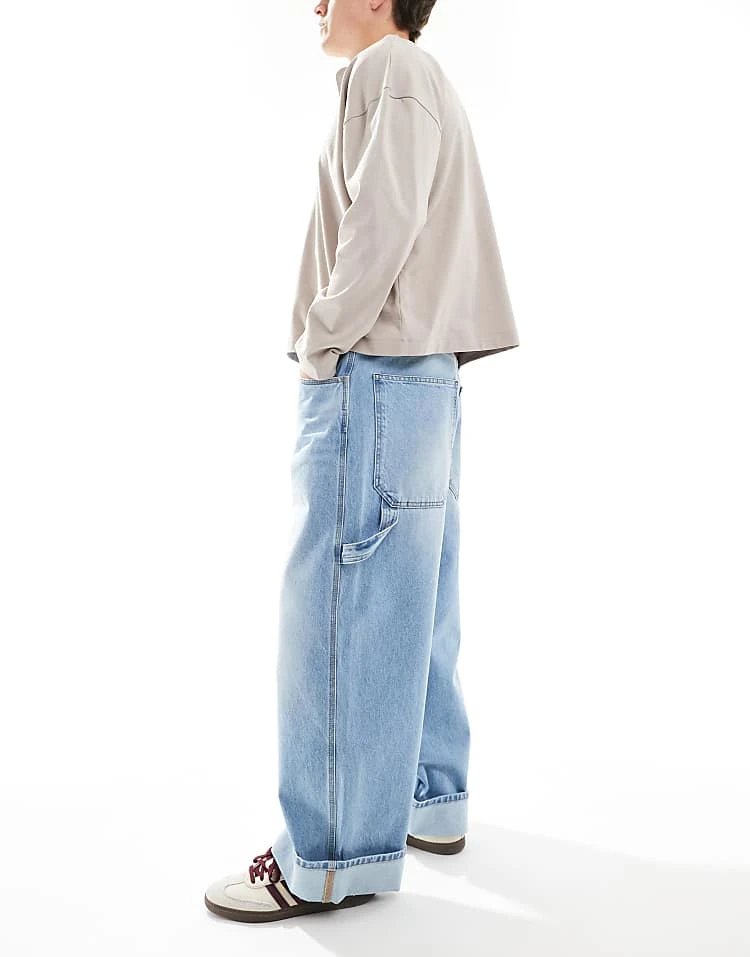 Pull&Bear Super Baggy Fit Roll Up Jeans In Light Blue For Men 5 Pull&Bear Super Baggy Fit Roll Up Jeans In Light Blue For Men - Image 3