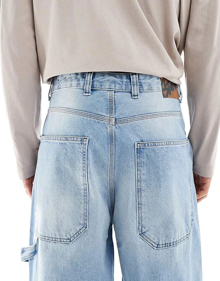 Pull&Bear Super Baggy Fit Roll Up Jeans In Light Blue For Men 6 Pull&Bear Super Baggy Fit Roll Up Jeans In Light Blue For Men - Image 4