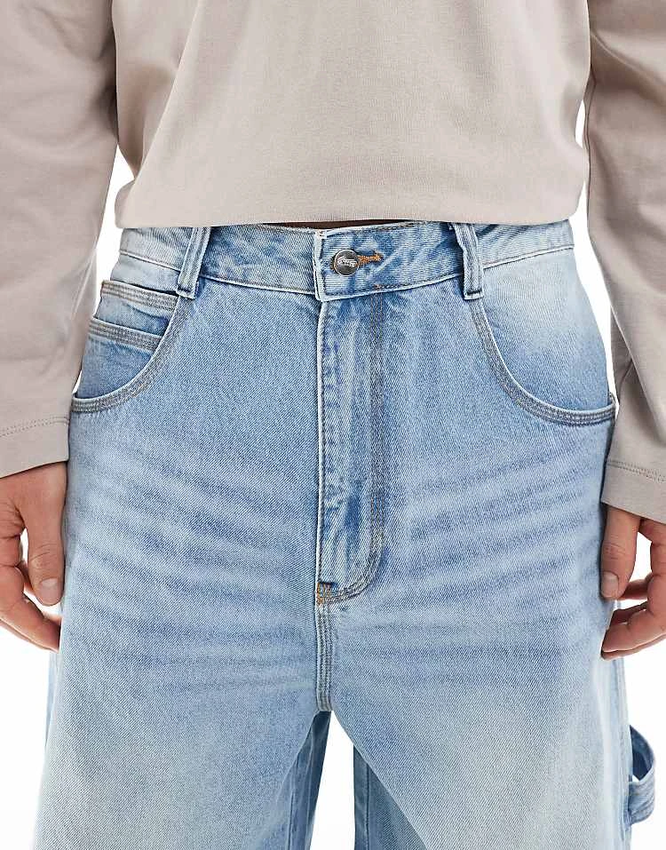 Pull&Bear Super Baggy Fit Roll Up Jeans In Light Blue For Men 7 Pull&Bear Super Baggy Fit Roll Up Jeans In Light Blue For Men - Image 5