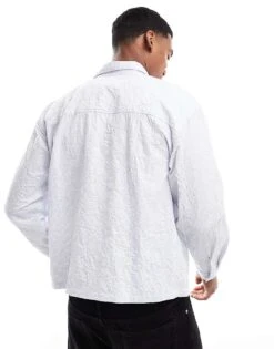 Pull&Bear Long Sleeved Textured Striped Shirt In Grey For Men 10 Pull&Bear Long Sleeved Textured Striped Shirt In Grey For Men -Pull&Bear Sales 208086543 4