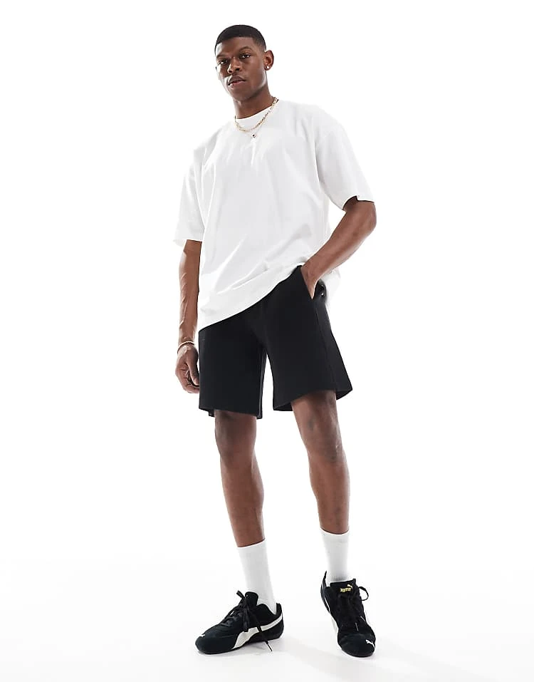 Pull&Bear Pique Jersey Short In Black For Men 3 Pull&Bear Pique Jersey Short In Black For Men