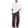 Pull&Bear Wide Leg Joggers In Brown For Men -Pull&Bear Sales 208086630 1 brown