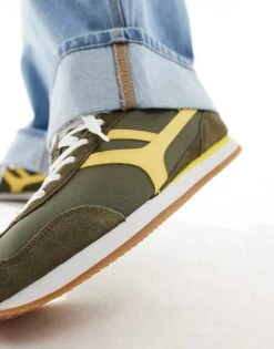 Pull&Bear Retro Gum Sole Trainer In Green For Men -Pull&Bear Sales 208108906 3