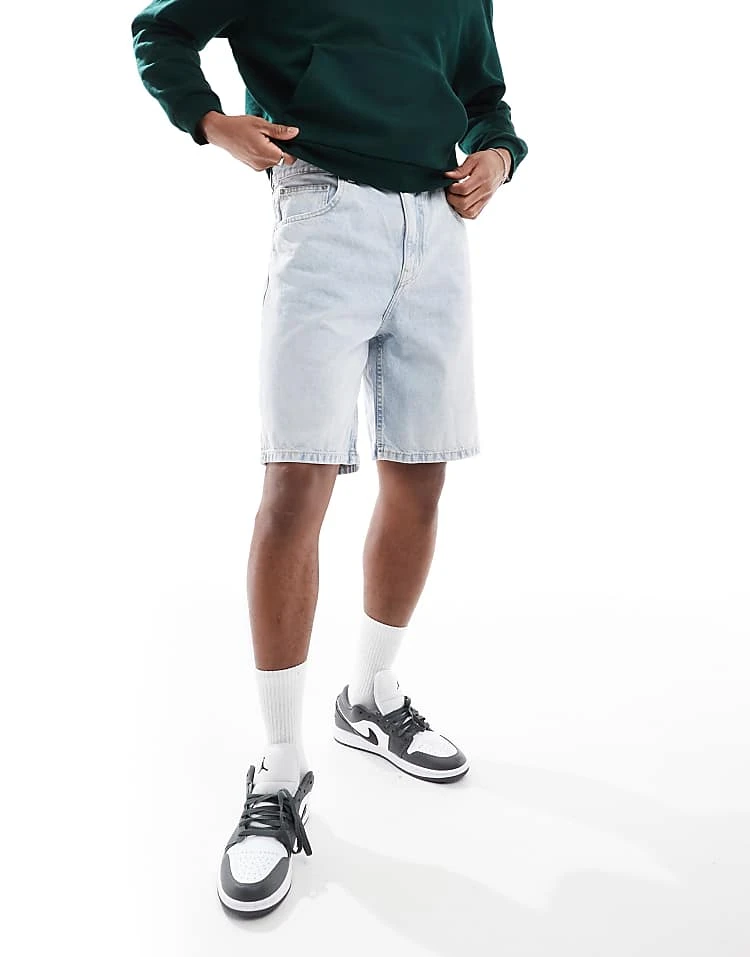 Pull&Bear Baggy Fit Denim Short In Light Blue For Men 3 Pull&Bear Baggy Fit Denim Short In Light Blue For Men