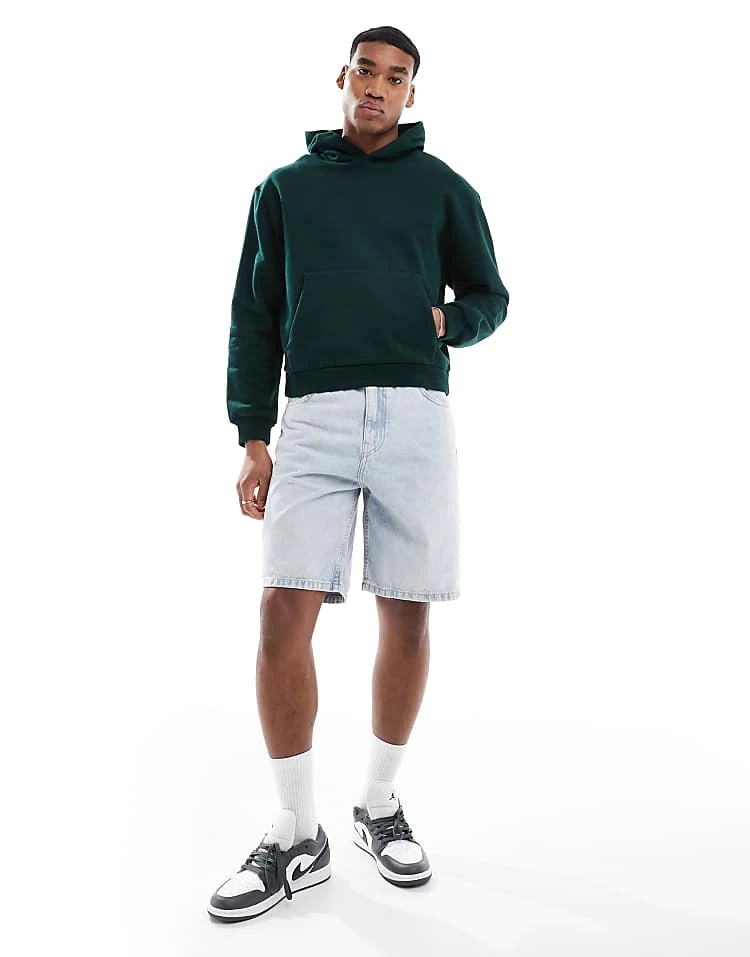 Pull&Bear Baggy Fit Denim Short In Light Blue For Men 4 Pull&Bear Baggy Fit Denim Short In Light Blue For Men - Image 2