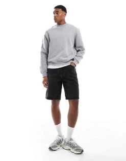 Pull&Bear Baggy Fit Denim Short In Black For Men -Pull&Bear Sales 208210023 1 black 1