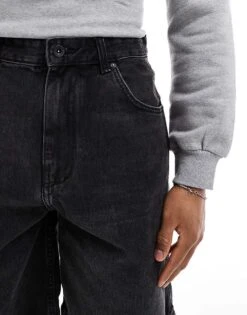 Pull&Bear Baggy Fit Denim Short In Black For Men -Pull&Bear Sales 208210023 4