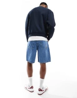 Pull&Bear Baggy Fit Denim Short In Mid Blue For Men 11 Pull&Bear Baggy Fit Denim Short In Mid Blue For Men -Pull&Bear Sales 208210050 4