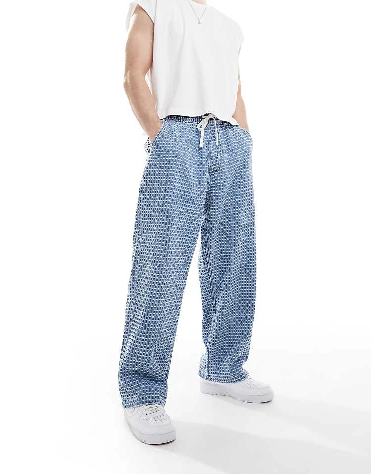 Pull&Bear Stitch Detail Jeans In Mid Blue For Men 3 Pull&Bear Stitch Detail Jeans In Mid Blue For Men