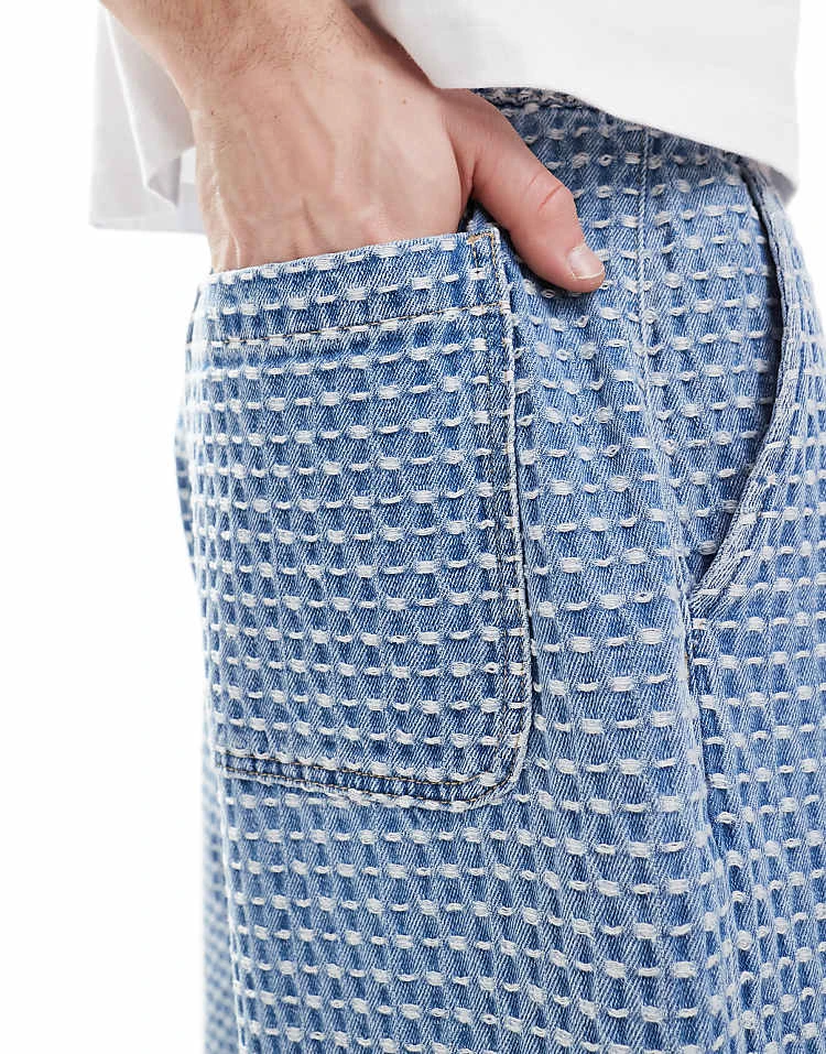 Pull&Bear Stitch Detail Jeans In Mid Blue For Men 4 Pull&Bear Stitch Detail Jeans In Mid Blue For Men - Image 2