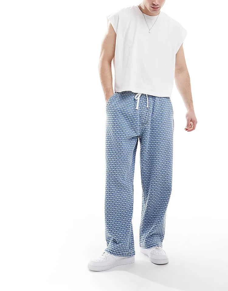 Pull&Bear Stitch Detail Jeans In Mid Blue For Men 7 Pull&Bear Stitch Detail Jeans In Mid Blue For Men - Image 5