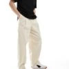 Pull&Bear Dart Detail Straight Leg Trousers In Ecru For Men White -Pull&Bear Sales 208268751 1 white