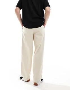 Pull&Bear Dart Detail Straight Leg Trousers In Ecru For Men White -Pull&Bear Sales 208268751 2
