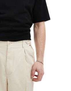 Pull&Bear Dart Detail Straight Leg Trousers In Ecru For Men White -Pull&Bear Sales 208268751 4