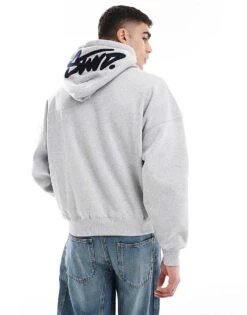Pull&Bear STWD Hoodie In Grey For Men