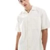 Pull&Bear Crinkle Textured Revere Collar Shirt In Ecru For Men Sand -Pull&Bear Sales 208269032 1 sand
