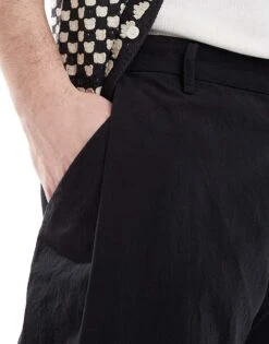Pull&Bear Crinkle Textured Trousers In Black For Men 9 Pull&Bear Crinkle Textured Trousers In Black For Men -Pull&Bear Sales 208313478 2
