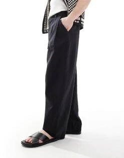 Pull&Bear Crinkle Textured Trousers In Black For Men 10 Pull&Bear Crinkle Textured Trousers In Black For Men -Pull&Bear Sales 208313478 3