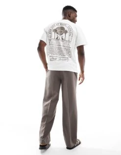 Pull&Bear Miami Back Graphic T-shirt In White For Men