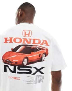 Pull&Bear Honda Graphic Boxy T-shirt In White For Men