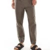Pull&Bear Linen Look Trousers In Khaki For Men Green