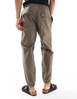 Pull&Bear Linen Look Trousers In Khaki For Men Green 10 Pull&Bear Linen Look Trousers In Khaki For Men Green -Pull&Bear Sales 208403727 3
