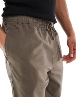 Pull&Bear Linen Look Trousers In Khaki For Men Green 12 Pull&Bear Linen Look Trousers In Khaki For Men Green -Pull&Bear Sales 208403727 5