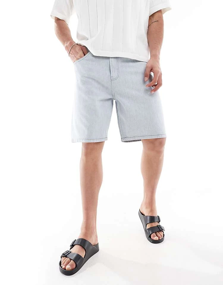 Pull&Bear Baggy Denim Shorts In Light Blue For Men 4 Pull&Bear Baggy Denim Shorts In Light Blue For Men - Image 2