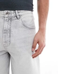 Pull&Bear Baggy Fit Denim Short In Grey For Men -Pull&Bear Sales 208403750 3