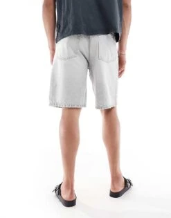 Pull&Bear Baggy Fit Denim Short In Grey For Men -Pull&Bear Sales 208403750 5