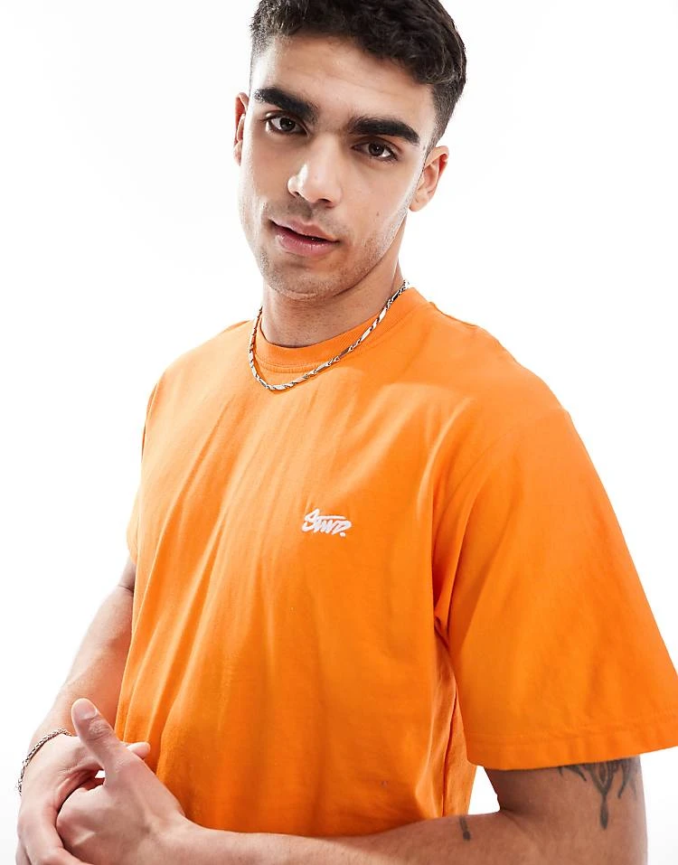 Pull&Bear STWD T-shirt In Orange For Men 4 Pull&Bear STWD T-shirt In Orange For Men - Image 2